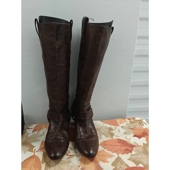 Frye Womens 7 M Steffi Harness Cognac Knee High Leather Pull On Riding Boots - Picture 3 of 6